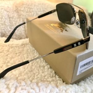 Authentic BURBERRY Sunglasses for men MODERN designer eyewear metal rectangular